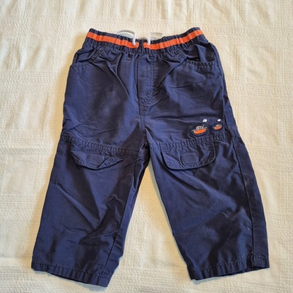 Gymboree boys size 12-18 months blue pants boat patches, fit big